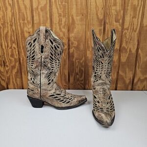 Corral Boots R1211 Women's Boots Size 10 M Bronze Black Sequence Butterfly READ